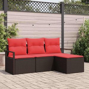 Set di divani in polyrattan marrone da 4 pezzi, eleganti mobili da giardino - Product Image 1