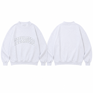 เสื้อสเวตเชิ้ตคอเต่าโอเวอร์ไซส์สำหรับผู้หญิง ปักลายตัวอักษรกรีก สีเทา ผ้าฝ้ายถัก สำหรับใส่ในฤดูใบไม้ร่วง เสื้อสเวตเชิ้ตคอเต่า - Product Image 3