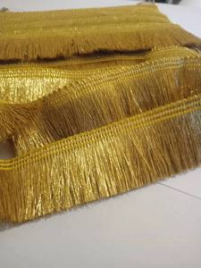 OEM Wholesale Gold Bullion Fringe High Quality Custom Metallic Wire Fringe Gold <b>Trim</b> Drape and Sizes - Product Image 6