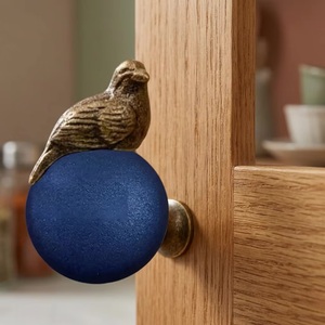 Beads Art Resin Wood Metal <b>Drawer</b> <b>Knob</b> <b>Silver</b> Bird Topper Blue Contemporary Design Eco-Friendly Adjustable Bedroom Furniture - Product Image 3