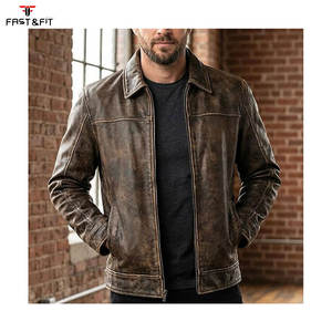 Chaqueta de Cuero y Lona Estilo Vintage Casual para Hombre, Diseño de Invierno, Estilo Motero, con Bolsillos, Impermeable, Venta al Por Mayor - Product Image 2