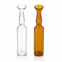 Ampoules en verre transparent bleu ambre, disponibles en plusieurs tailles, flacons en verre vides pour le stockage de liquides, vendus en gros.
