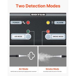 Detector de fugas de humo automotriz con bomba de aire y manómetro, herramienta de diagnóstico clave para sistemas EVAP de 12V CC - Product Image 4