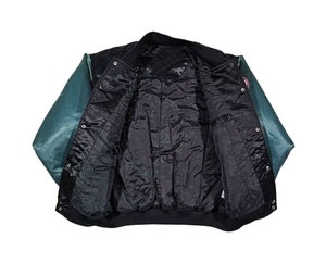 <b>Men</b> and Unisex Casual Winter Satin Varsity Jacket 100% Polyester with Button Decoration Breathable Plus Size Varsity Jacket - Product Image 4