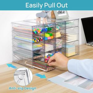 <b>Acrylic</b> <b>Organizer</b> with 16 Drawers Clear Storage Desk <b>Organizer</b> for Office Supplies and <b>Makeup</b> - Product Image 3