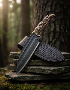 Cuchillo de Caza SHARP POINT TRADES con Hoja de Acero, Diseño de Punta Trasera, Mango de Madera, Funda de Cuero, Uso en Exteriores, Garantía de 3 Años, DIY - Product Image 4