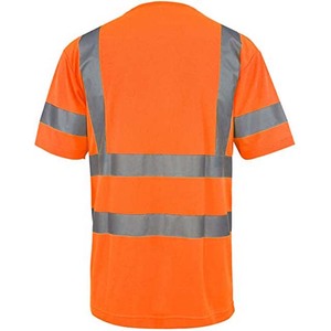 T-shirt de sécurité haute visibilité, vêtements de travail réfléchissants, respirant, jaune fluo, chemise de chantier à manches courtes avec poche - Product Image 5