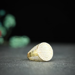 Anillo de Compromiso con Diamante Moissanite de Corte Brillante Redondo, Chapado en Oro Amarillo, Joyería de Lujo de Phoenix Enterprise - Product Image 6