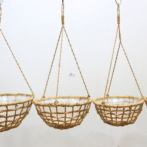Top Rated Round Water Hyacinth Iron Wire <b>Hanging</b> Planter Pot for <b>Indoor</b> Home Decoration - Product Image 4
