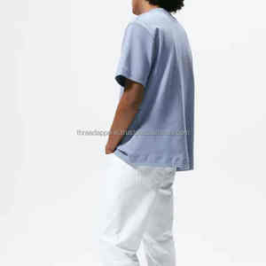 2025 camiseta de gran tamaño con cuello redondo y hombro caído para hombre, diseño de logotipo personalizado, alta calidad, 100% algodón, sólido, pesado, logotipo personalizable - Product Image 4