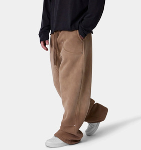 Pantalon de jogging ample et large pour homme en coton French Terry 500g, coupe oversize, avec délavage à l'acide et effet stonewash aux genoux - Product Image 5