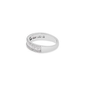 Bague en or blanc 18 carats avec diamant, sertissage clos classique IGI, faite à la main, alliances et bagues de soirée pour elle - Vente en gros garantie - Product Image 4