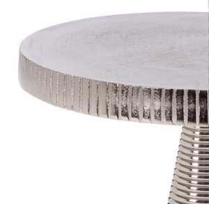 Mesa Auxiliar Moderna de Metal, Diseño Atemporal, con Tapa Redonda y Base Decorativa Acanalada, para Muebles de Sala - Product Image 3
