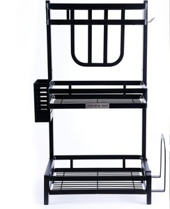 3 Tier Black Polished Metal Spice <b>Rack</b> With <b>Storage</b> Shelves <b>Kitchen</b> Organizer for Cabinet Counter Pantry Home And Garden Use - Product Image 1