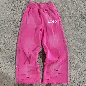 Pantalones Deportivos Holgados de Felpa Francesa con Diseño Vintage, Logotipo Personalizado, Lavado Claro, Ecológicos, Transpirables, con Cierre de Cordón, 100% Algodón - Product Image 1