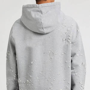 Best Selling Mens <b>Distressed</b> Hoodie <b>Top</b> Stylish Winter Wear Basicscotton blended - Product Image 2