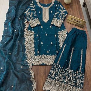 Premium Heavy Silk <b>Sequins</b> Embroidered Ready To Wear <b>Top</b> With Chinon Bottom And Dupatta Wholesale Rate By Royal Export - Product Image 3