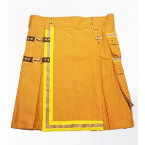 Kilt d'Utilisation Traditionnel Écossais pour Pompiers de Qualité Supérieure Fait Main ORANGE - Product Image 1