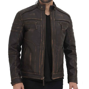Veste en cuir pour homme de motard, modèle 2026, prix abordable, en cuir pleine fleur, respirante et de bonne qualité - Product Image 4