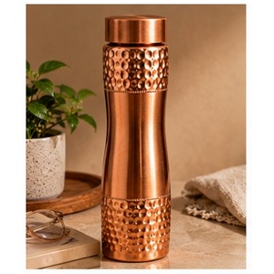 Handcrafted Classic Copper Water Bottle Set with Two Cups 20oz <b>Metal</b> Flask with Lid and <b>Straw</b> - Product Image 5