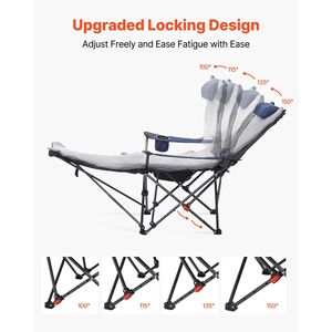 Chaise longue pliante portable 4 positions réglables, chaise de plage en maille avec repose-pieds et fonction inclinable pour adultes - Product Image 4