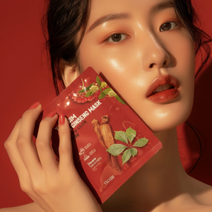 แผ่นมาส์กหน้าสารสกัดโสมแดงและใบบัวบก ไนอะซินาไมด์ แพนทีนอล โซเดียมไฮยาลูโรเนต บำรุงผิวชุ่มชื้น กระชับผิว - Product Image 2