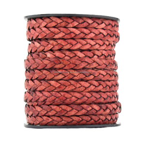 Cordones de cuero trenzado plano rosa fucsia antiguo/Vintage, 3 capas, tamaño personalizado, venta al por mayor, proyectos artesanales DIY, componente para encontrar joyas - Product Image 1