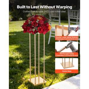 10PCS 31.5-inch Gold Metal Laminate Column <b>Flower</b> Stand Floral <b>Display</b> Rack for Weddings Parties Birthdays Home Decor - Product Image 3