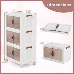 Cajas de almacenamiento con ruedas apilables con cerradura Contenedores 25,5 \ "X 16 'X 43,5 \" Organizadores de ropa - Product Image 1
