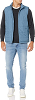Gilet matelassé sans manches pour homme, bleu, col montant, fermeture éclair intégrale, décontracté, couleur unie, velours, grande taille, respirant, pour l'automne
