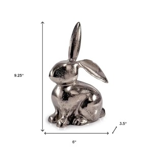 Sculpture de lapin pour table, 9,25x6x3,5 pouces, figurine artistique en métal, décoration contemporaine de Pâques, décoration de salon - Product Image 6