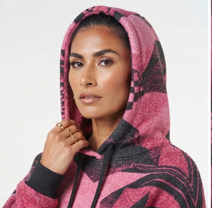 Chándal de mujer con capucha, de tejido grueso, holgado, con sublimación, manga larga, hombros caídos, cintura media con cordón, para invierno y estilo urbano. - Product Image 4