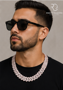 Luxurious chevron link diamond <b>necklace</b> handcrafted in premium 14K rose gold bold geometric design micro pavé brilliance timeles - Product Image 6
