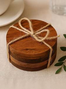 Multiple Design Wabi-Sabi Style Wooden <b>Coasters</b> Flower Bread Shape Handmade Reusable Durable Non-Toxic Decorative Table <b>Coaster</b> - Product Image 2