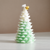 Arovi - Bougie parfumée en forme de sapin de Noël bicolore avec boîte cadeau, décoration de Noël verte et rose