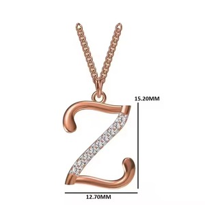 Elegante Collar con Colgante de Letra de Diamante Cultivado en Laboratorio en Oro Rosa de 14K con Dije de Letra Z, Regalo Perfecto para Mujeres - Product Image 2