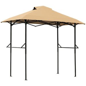 Gazebo de poliéster caqui de 5x8 pies con rejilla de ventilación, estructura de toldo plegable con recubrimiento de polvo negro, bandejas de malla doble y bolsa de transporte para villa - Product Image 1