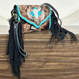 Sac à main artisanal en cuir véritable, style western, décoré de fleurs, en cuir de vache véritable, mini sac à bandoulière avec franges pour femmes, vente en gros - Product Image 4