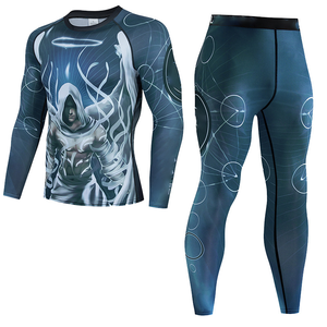 Conjunto de compresión Zeus para hombre, camiseta de manga larga y pantalones de secado rápido con estampado por sublimación, ropa deportiva para todas las estaciones - Product Image 2