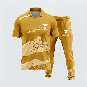 T-Stitch Lab Custom Sublimated Polyester Cricket Uniform Set Unisex Short Sleeve Turn-<b>down</b> Collar Elastic Waist <b>Pants</b> - Product Image 1