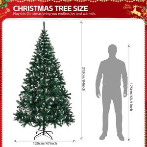 7 FT Snow Tipped <b>Artificial</b> Christmas <b>Tree</b> 150 Warm Lights Remote Control 1100 <b>Branch</b> Tips Sturdy Metal Stand DIY 1100 <b>Branch</b> - Product Image 4