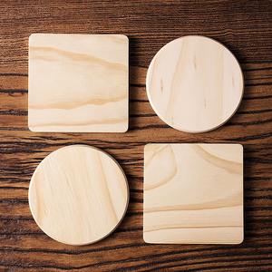 Juego de Posavasos de Madera de Pino Redondos y Cuadrados, Resistentes al Calor y sin Astillas, para Tazas de Té, Protección para Mesa de Café - Product Image 3
