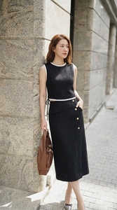 Conjunto de Vestido Midi Casual de Oficina para Mujer, 100% Algodón, Elegante, Minimalista, Transpirable, Moda Sostenible de Alta Calidad, Proveedor OEM ODM - Product Image 4