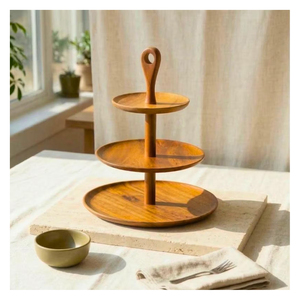 Support à gâteau en bois fait main, élégant, pour fruits, desserts, présentation, décoration de mariage et de fête - Product Image 5