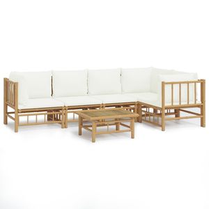 Conjunto de Muebles de Jardín Color Crema, Bambú y Tela de Poliéster, Muebles de Exterior Elegantes - Product Image 2