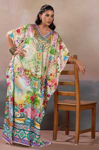 Hot Sale Designer Turkish Style <b>Kaftan</b> Kurta Women Polyester Handmade Batwing Sleeves Regular Fit Flared Hem Short Party V Neck - Product Image 5
