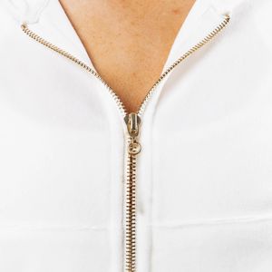 Sweat à capuche court blanc pour femme, entièrement zippé, à manches longues, doux, décontracté, pour l'entraînement, la gym, les activités sportives, confortable pour tous les jours - Product Image 4