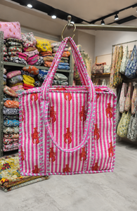 Striped Bohemian Canvas Shoulder Tote Bag Vintage Lady Zipper Closure Lightweight Water Resistant Winter Fashion Customizable - Product Image 2