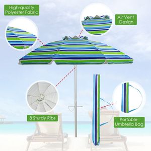 6.5 Feet <b>Beach</b> Umbrella with Carry <b>Bag</b> <b>Lightweight</b> and Convenient No Weight Base Required - Product Image 5