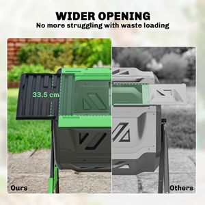 Compostador de Doble Cámara para Exteriores de 53 Galones, Libre de BPA, con Ventilación Ajustable, Contenedor de Compost Verde - Product Image 6